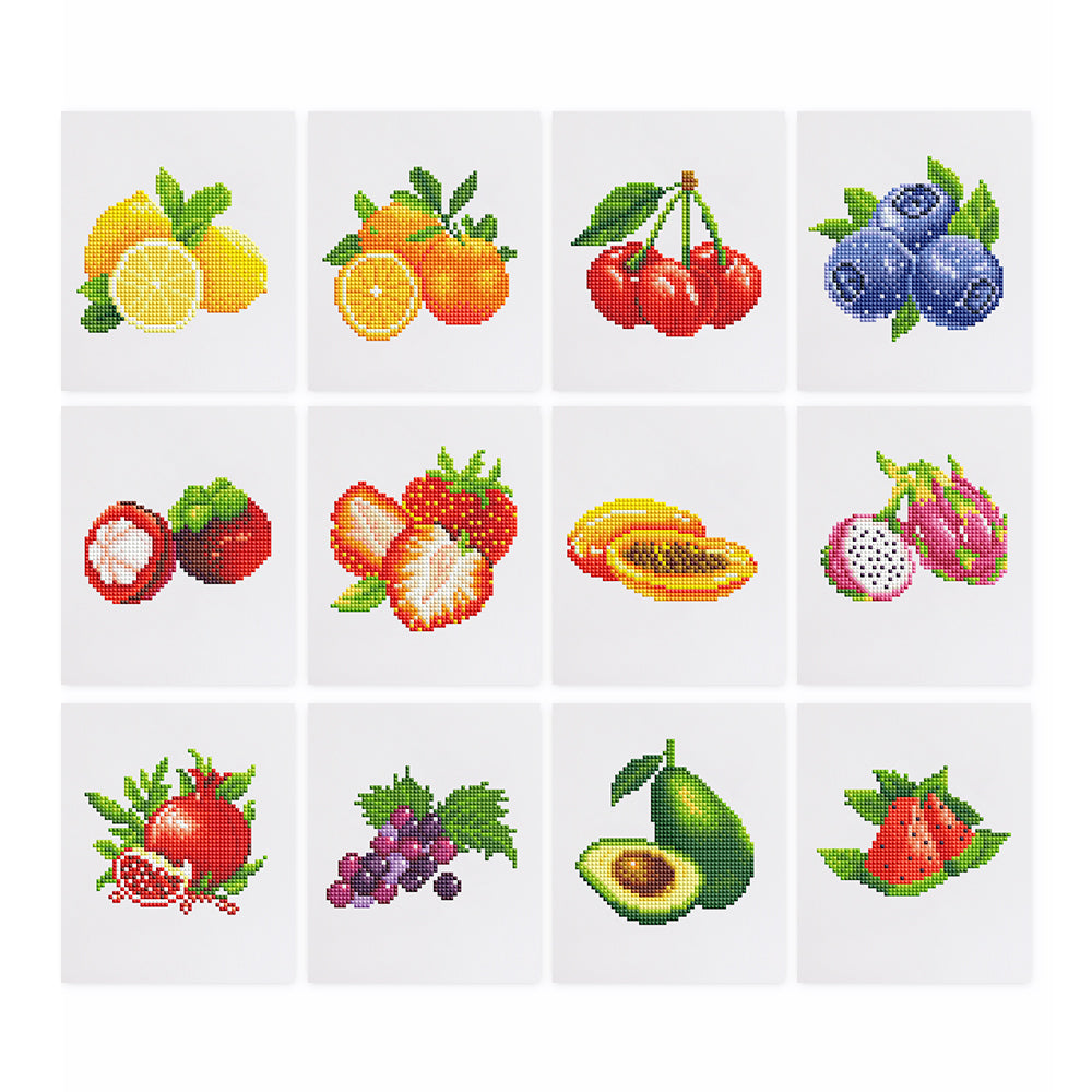 12 Mini Broderies Diamants - Fruits