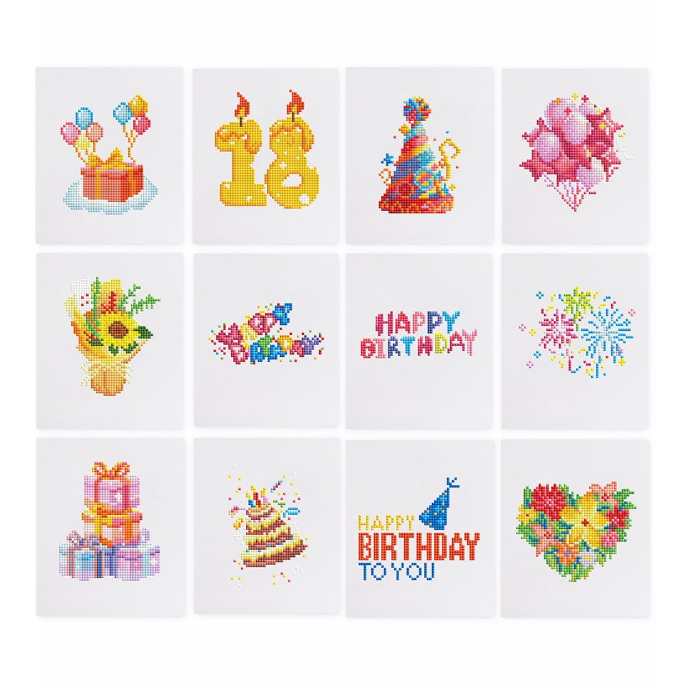 12 Mini Broderies Diamants - Anniversaire