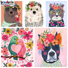 Broderie Diamant - Animaux en Fleurs