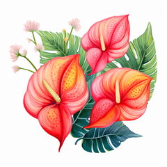 Broderie Diamant - Anthuriums Fleurs Exotiques  10