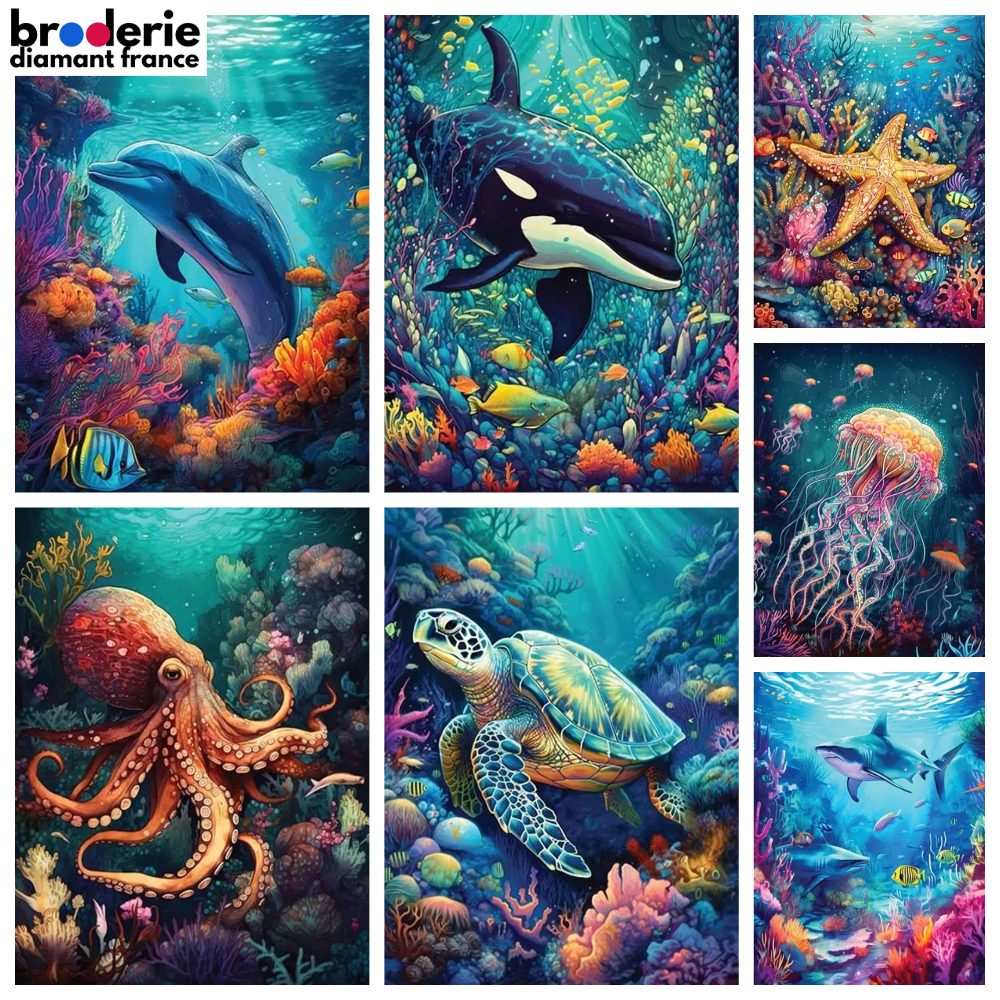 Broderie Diamant - Animaux Aquatiques