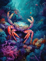 Broderie Diamant - Animaux Aquatiques  Crabe