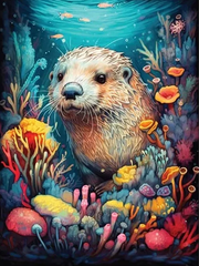 Broderie Diamant - Animaux Aquatiques  Loutre