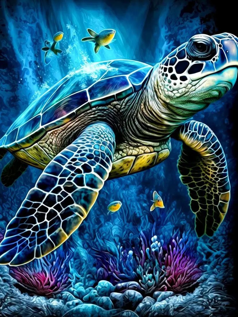 Broderie Diamant - Animaux Aquatiques 2  Tortue