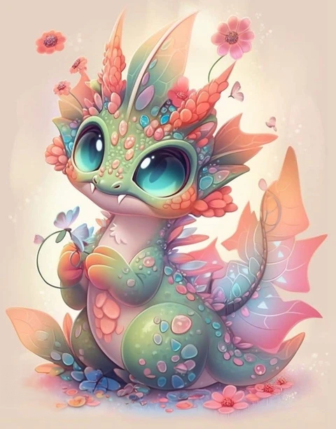 Broderie Diamant - Bébés Dragons Colorés 2  11