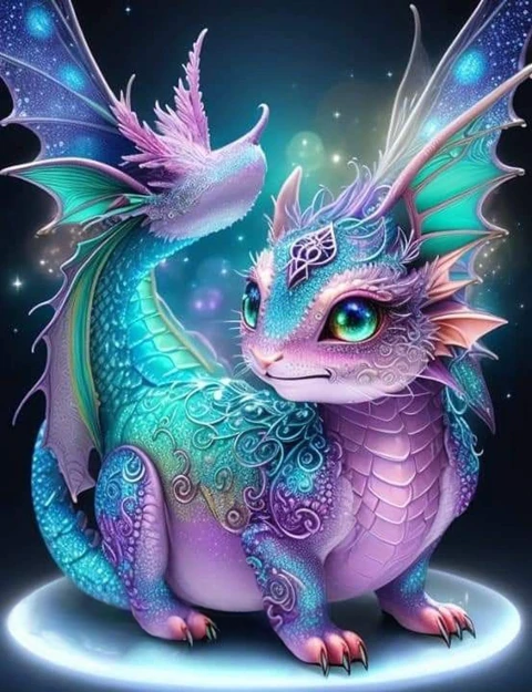 Broderie Diamant - Bébés Dragons Colorés  3