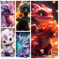 Broderie Diamant - Bébés Dragons Colorés