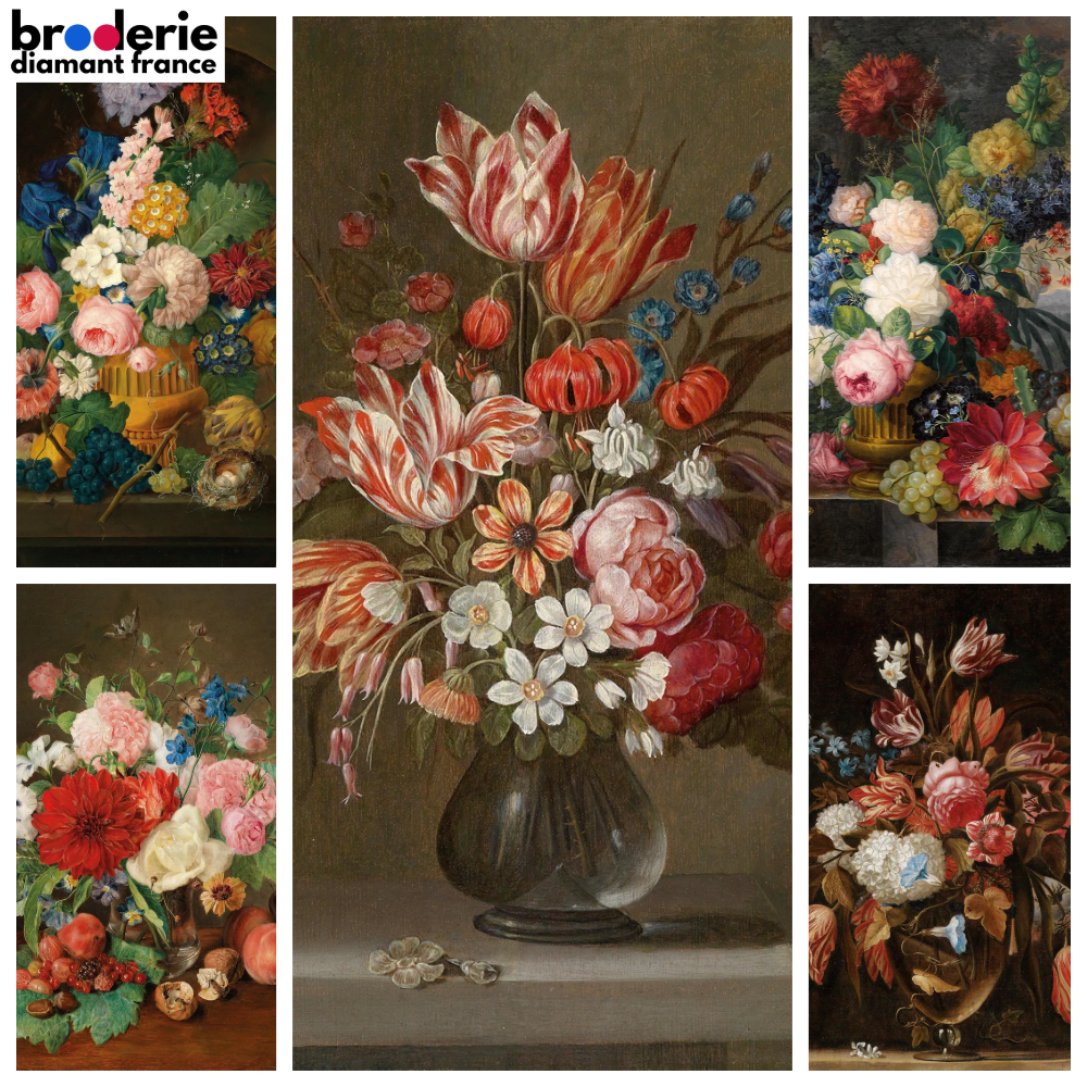 Broderie Diamant - Bouquets de Fleurs Peinture à l'Huile