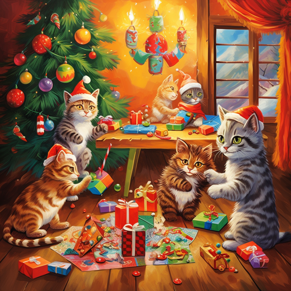 Broderie Diamant - Chats de Noël 2  5