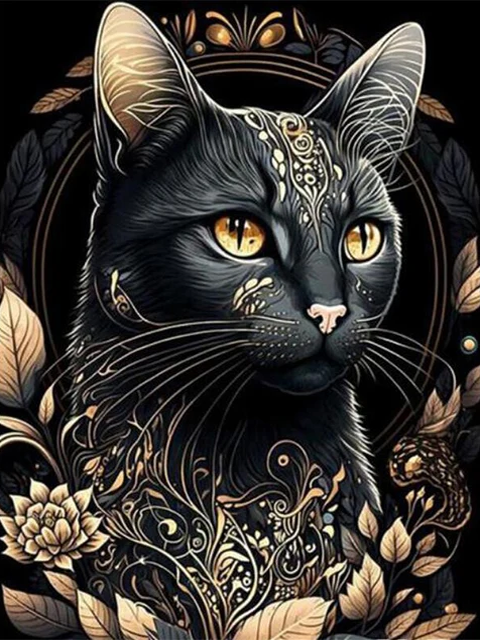 Broderie Diamant - Chats Noirs Spirituels  7