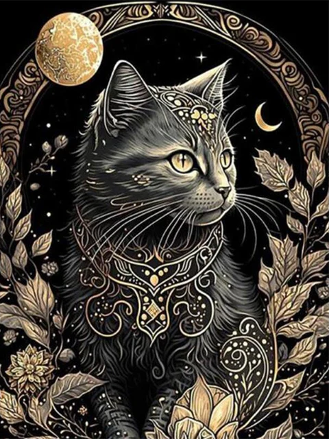 Broderie Diamant - Chats Noirs Spirituels  3