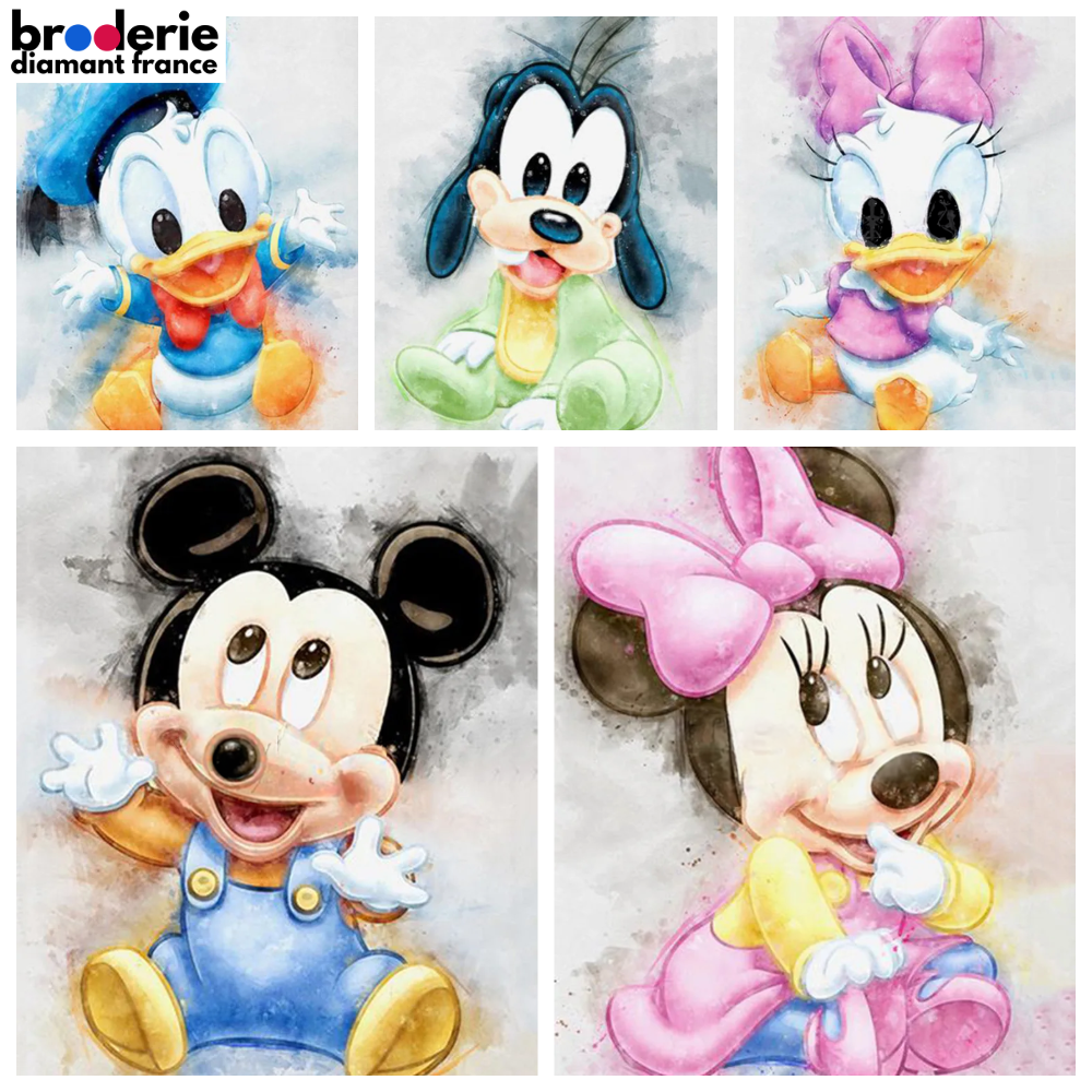 Broderie Diamant - Disney Baby Mickey et ses Amis Aquarelle