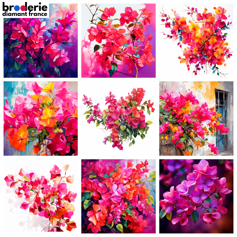 Broderie Diamant - Fleurs Bougainvilliers