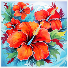 Broderie Diamant - Fleurs Hibiscus  1