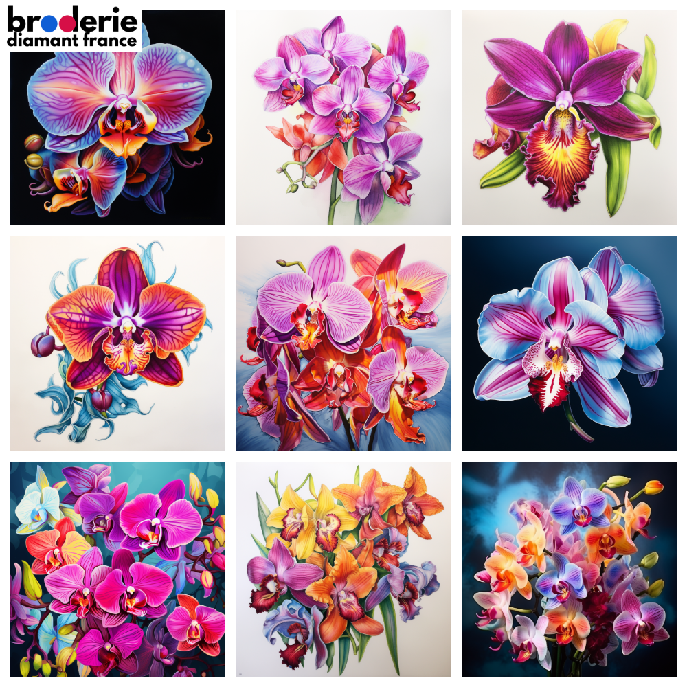 Broderie Diamant - Fleurs Orchidées