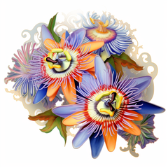 Broderie Diamant - Fleurs Passiflores  11