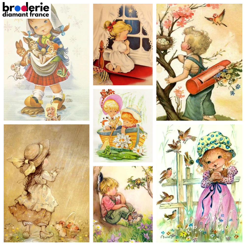 Broderie Diamant - Illustrations Enfants Vintage