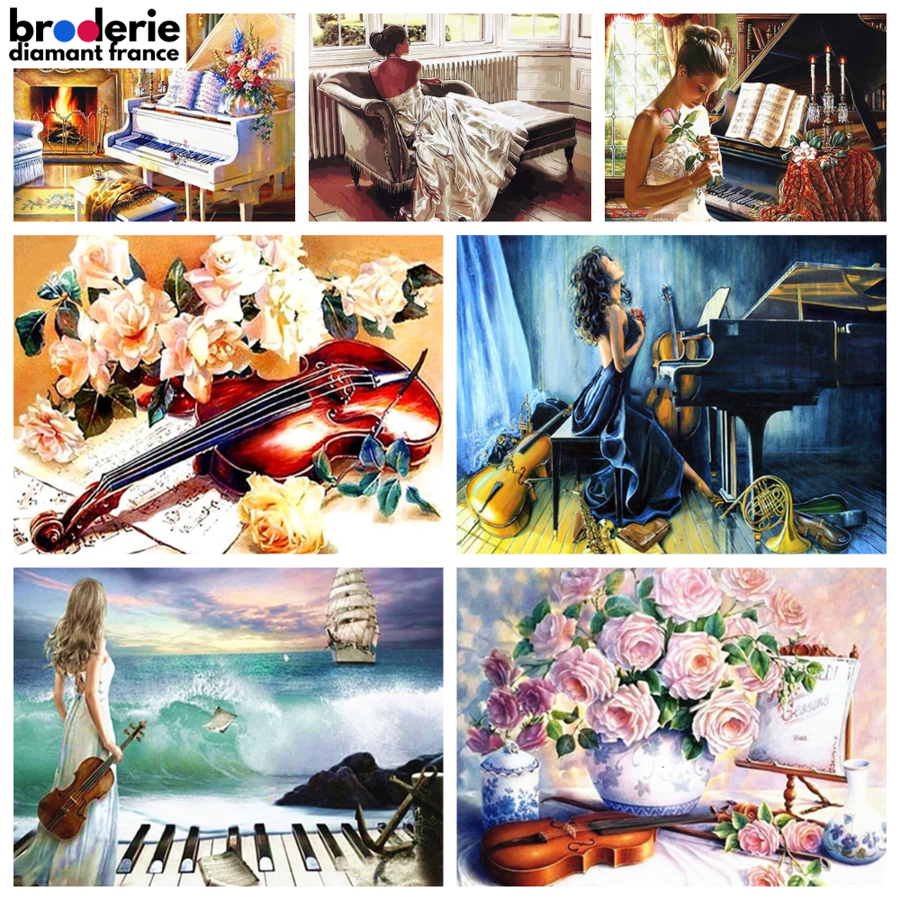 Broderie Diamant - Instruments de Musique en Peinture