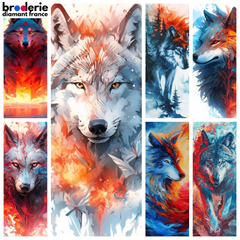 Broderie Diamant - Loups de Feu et de Glace