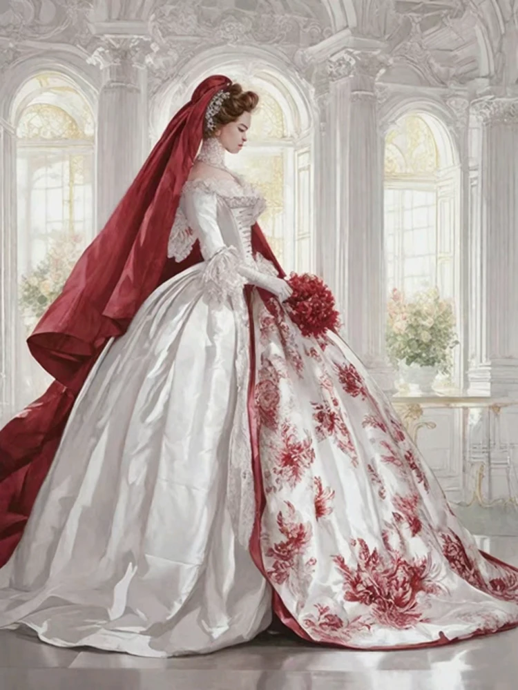 Broderie Diamant - Mariée en Rouge et Blanc 1