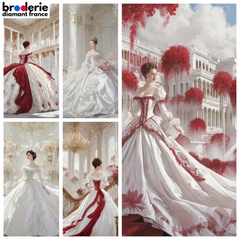 Broderie Diamant - Mariée en Rouge et Blanc