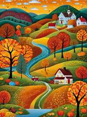 Broderie Diamant - Paysages d'Automne Naïf 2