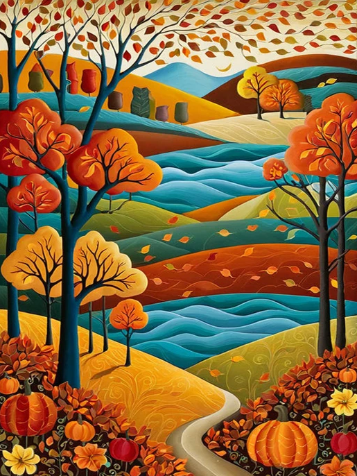 Broderie Diamant - Paysages d'Automne Naïf 4