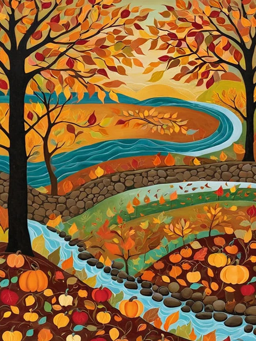 Broderie Diamant - Paysages d'Automne Naïf 7