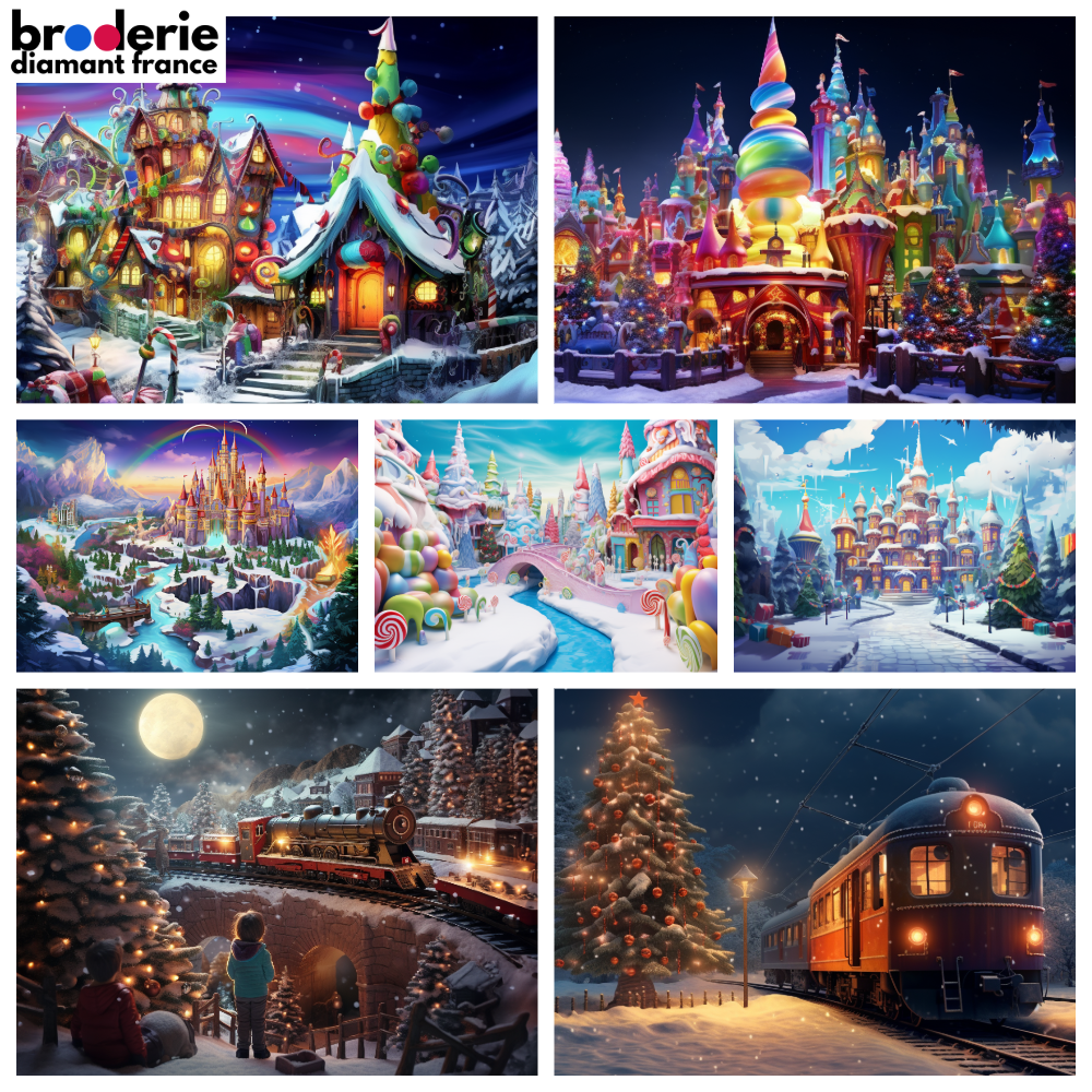 Broderie Diamant - Paysages Enneigés de Noël