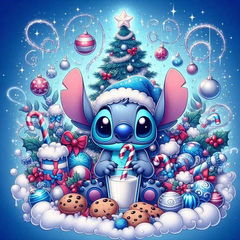 Broderie Diamant - Personnages Disney Noël  Stitch