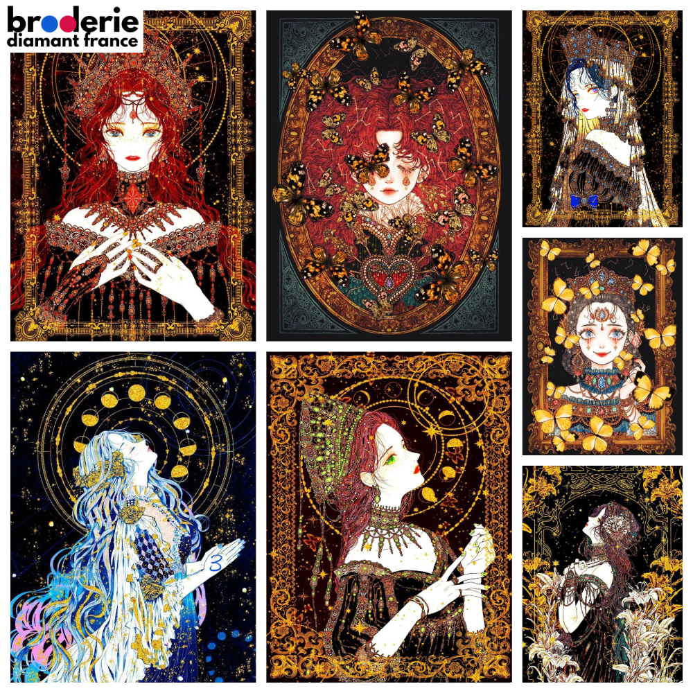 Broderie Diamant - Portraits de Femmes Baroques Style Manga