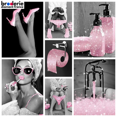 Broderie Diamant - Salle de Bain Femme Rose Girly