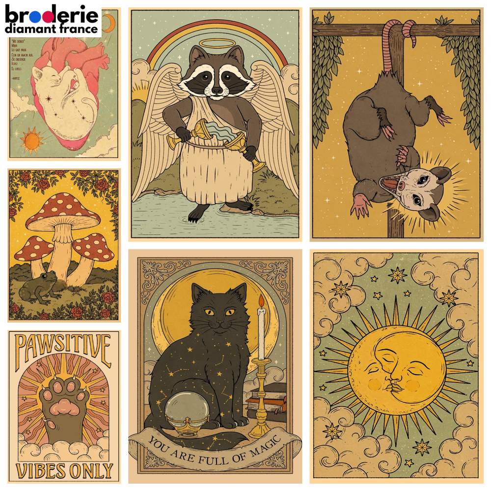 Broderie Diamant - Tarot des Animaux Vintage